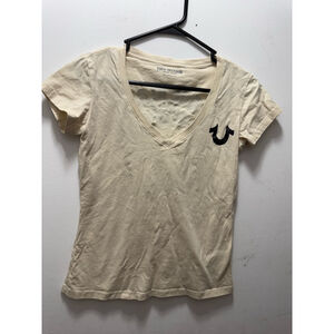 Women's True Religion Short Sleeve Tee S Beige Black